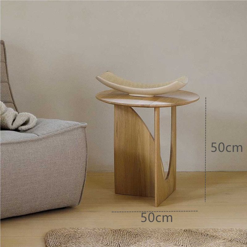 Round Solid Wood Side Table Geometric Designer Corner Table Black Bedside Table The Unalia Brand