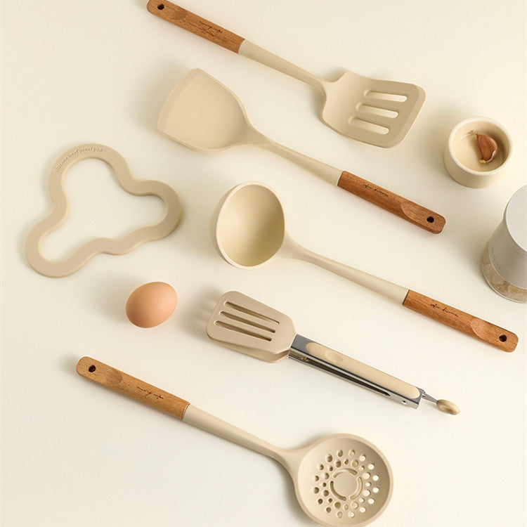 Assorted Silicone Wood Handle Utensil Set The Unalia Brand