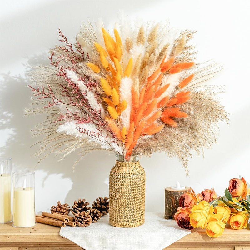 PAMPAS Bohemian Decorative Reed Rabbit Tail Grass Mix And Match Dried Flowers Bouquet The Unalia Brand