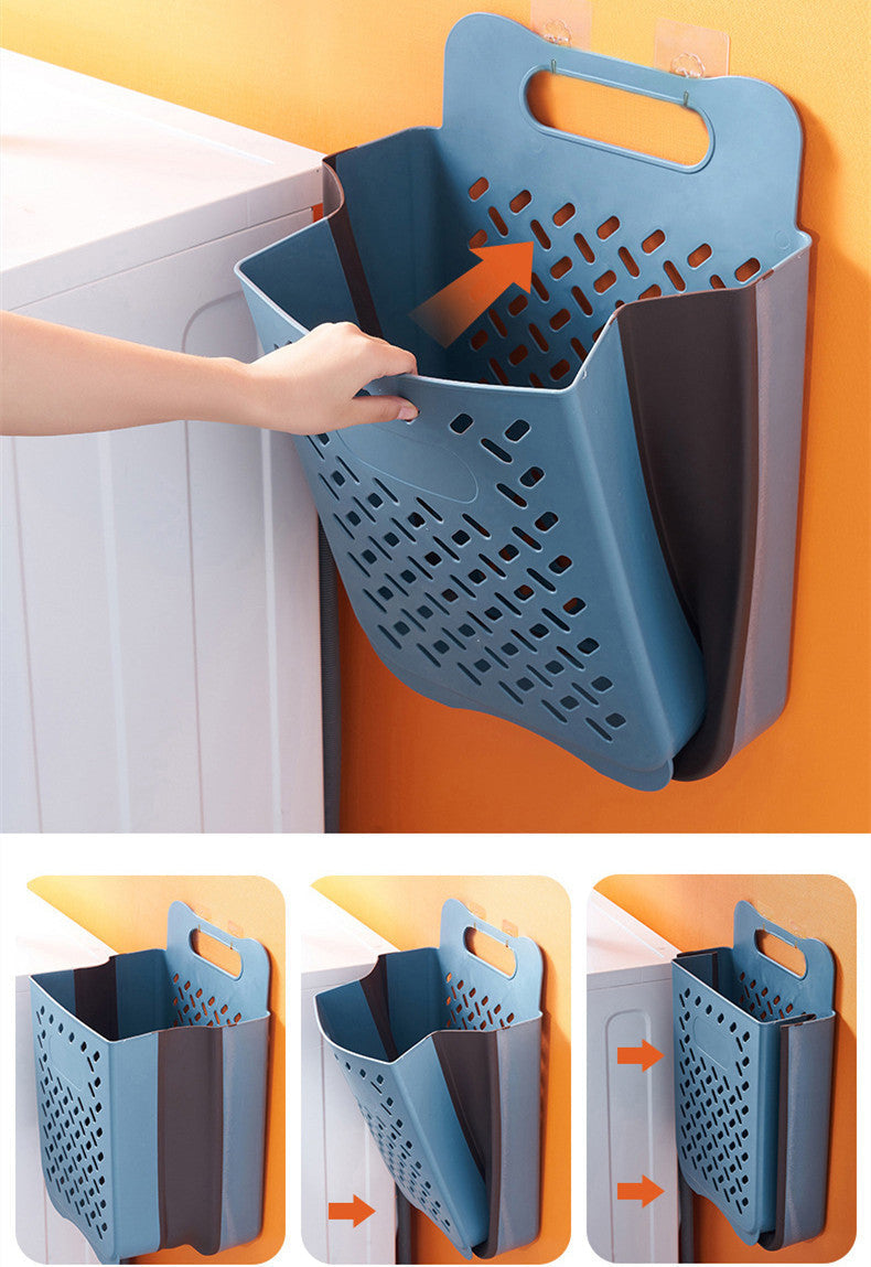 Foldable Dirty Clothes Basket Household Wall-mounted Free Punching The Unalia Brand