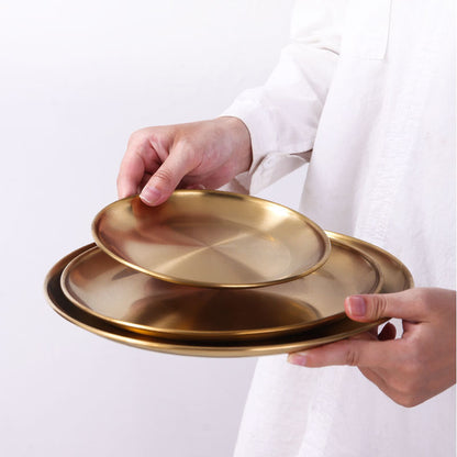 Round Stainless Steel Serving Tray The Unalia Brand