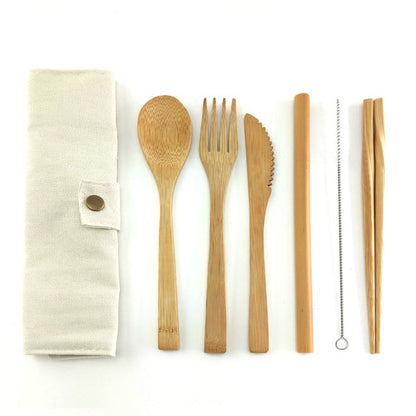 Bamboo Cutlery Set + Bag The Unalia Brand