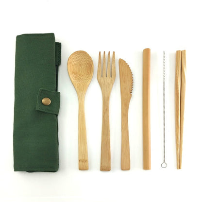 Bamboo Cutlery Set + Bag The Unalia Brand