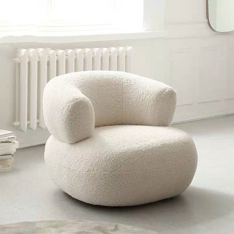 Minimalist Creative Casual White Lambswool Lazy Small Apartment Single Sofa Chair The Unalia Brand