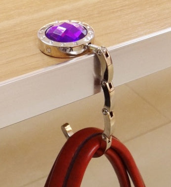 Fashion ladies crystal bag hook personality purple diamond metal bag hook The Unalia Brand