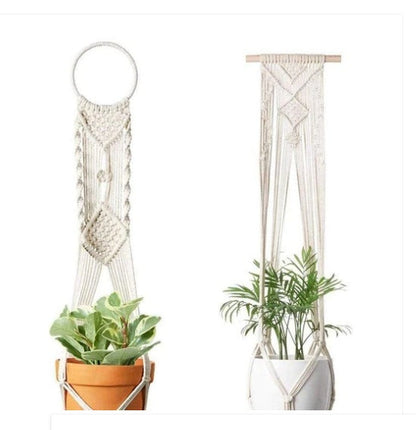 4 Piece Macrame Plant Hangers + Shelf The Unalia Brand