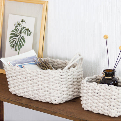 Nordic Wind Hand-woven Thick Cotton Rope Storage Box Simple Storage Basket The Unalia Brand