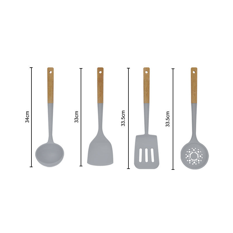 Assorted Silicone Wood Handle Utensil Set The Unalia Brand