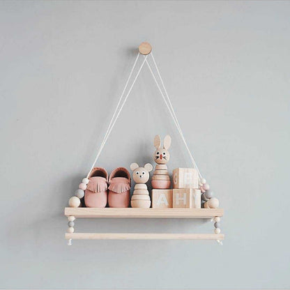 Nordic Wooden Wall Shelf With Clothes Rack The Unalia Brand