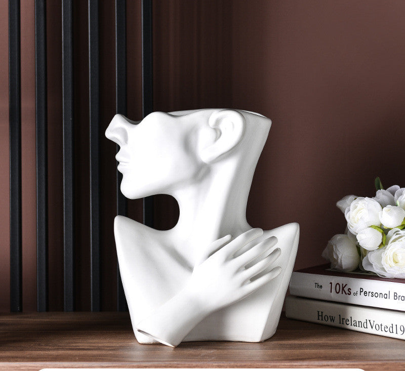 White Nordic Head Scultpure Vase The Unalia Brand