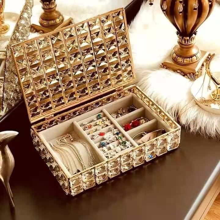 Crystal Jewelry Storage Box Flip Table Earrings Necklace Watch Flannel Box The Unalia Brand