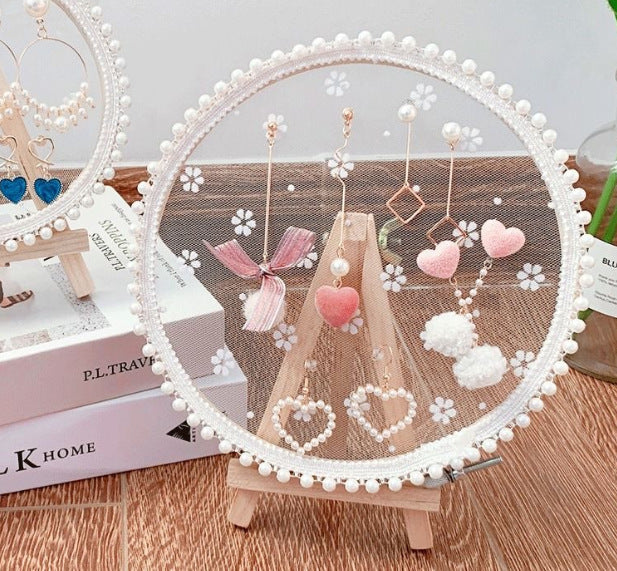 Lace Jewelry Display Stand Creative Hanging Net Girl Heart Desktop Solid Wood Pendulum The Unalia Brand