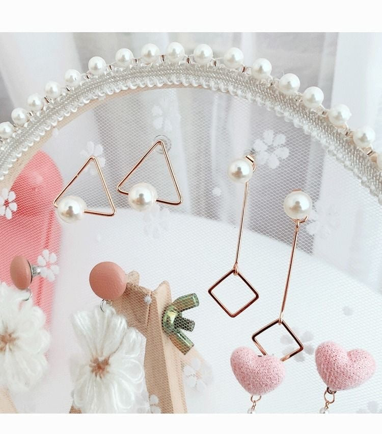 Lace Jewelry Display Stand Creative Hanging Net Girl Heart Desktop Solid Wood Pendulum The Unalia Brand