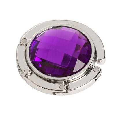 Fashion ladies crystal bag hook personality purple diamond metal bag hook The Unalia Brand