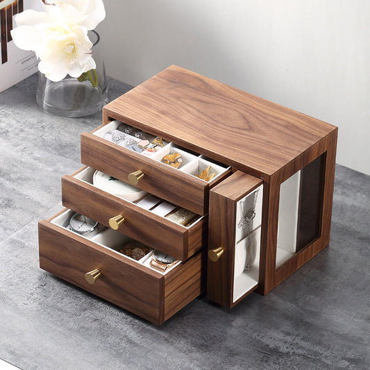 Walnut Four-drawing Jewelry Box Chinese Style European Style The Unalia Brand