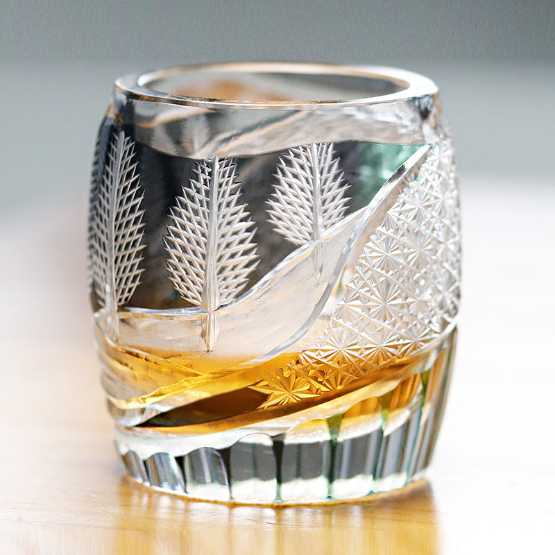 Japanese-style Edo Cut Hand Carved Crystal Glass Whisky Tumbler Mild Luxury Retro The Unalia Brand