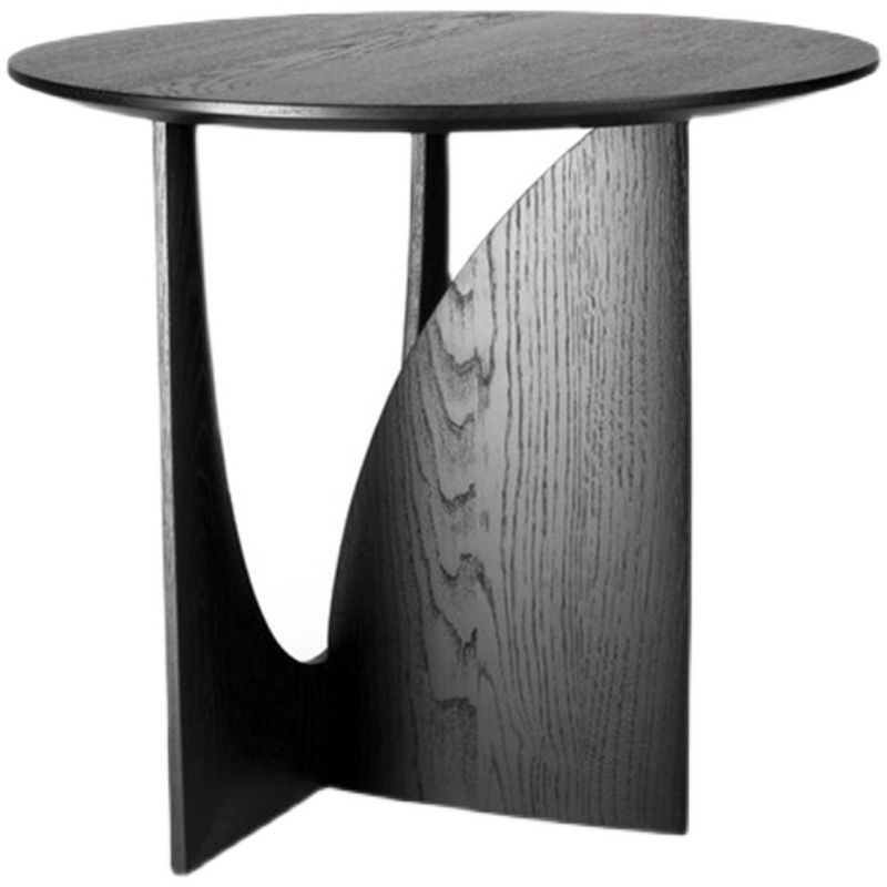 Round Solid Wood Side Table Geometric Designer Corner Table Black Bedside Table The Unalia Brand