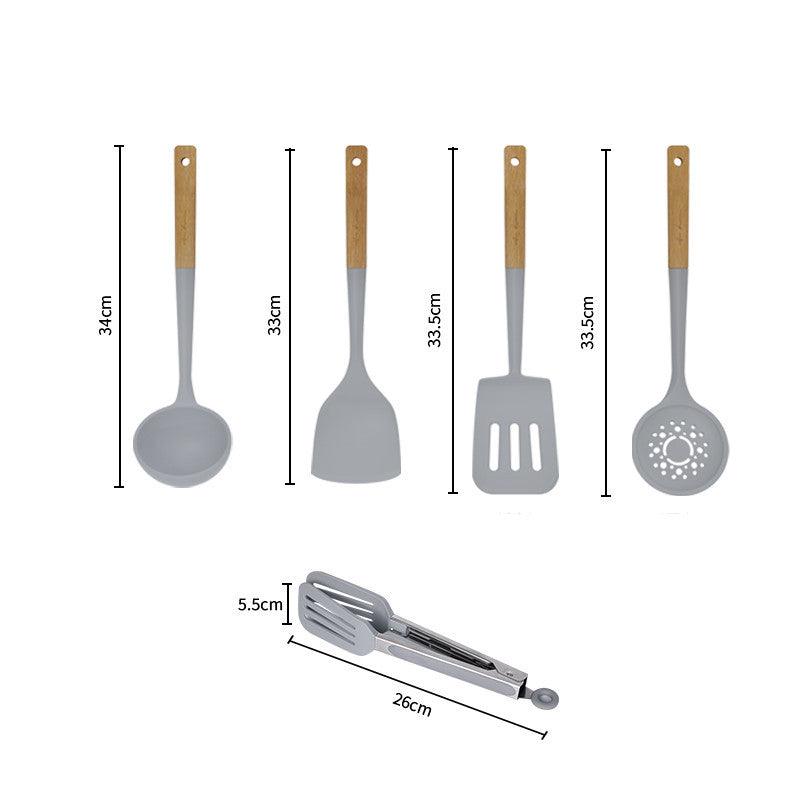 Assorted Silicone Wood Handle Utensil Set The Unalia Brand