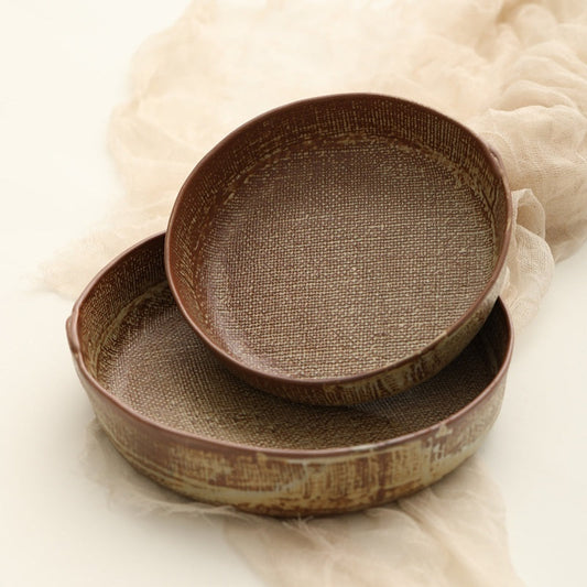 Japanese Pottery Textured Deep Plates The Unalia Brand