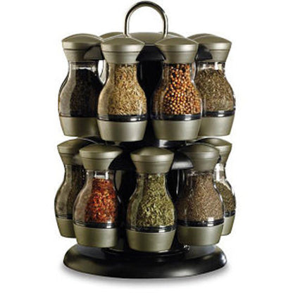 Double-Layer Rotating Spice Rack + Bottles