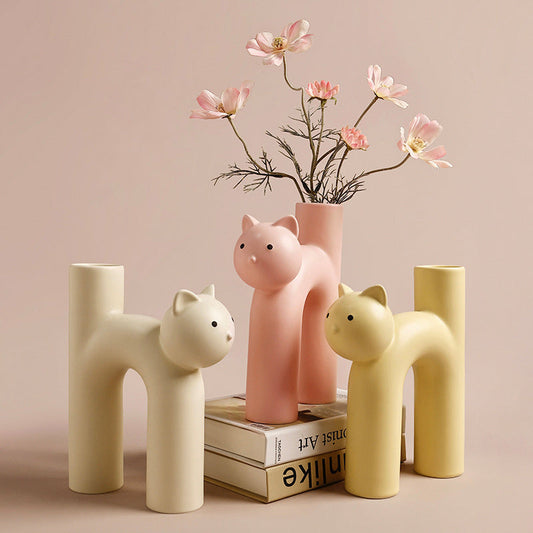 Cute Tube Cat Vase Living Room Home Desktop Decoration Home Decor The Unalia Brand