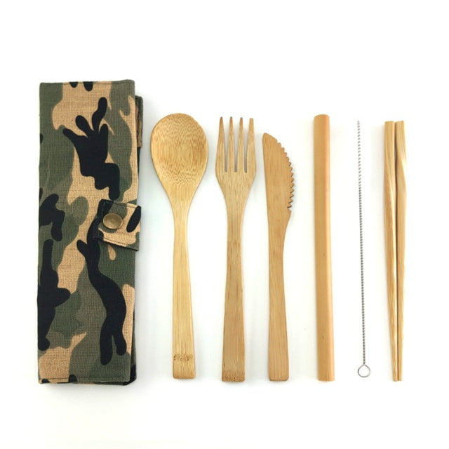 Bamboo Cutlery Set + Bag The Unalia Brand