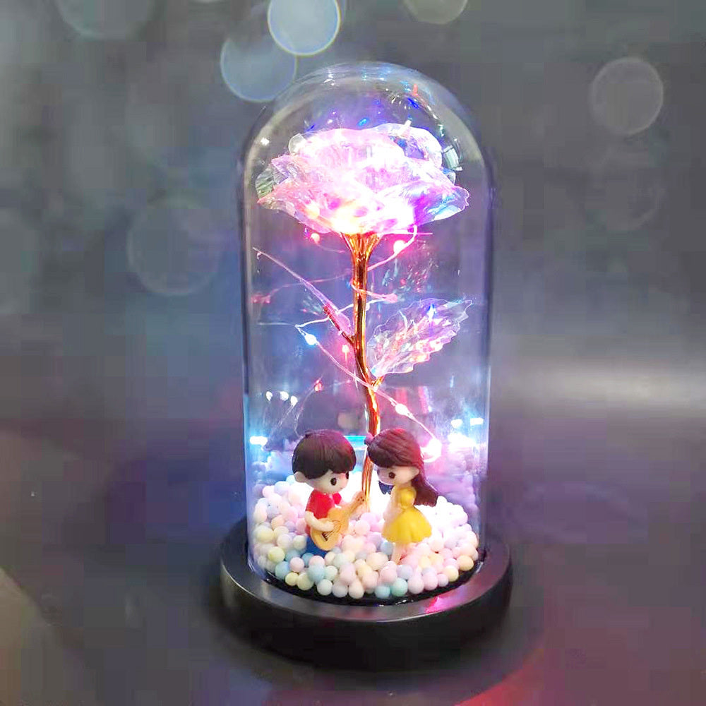 Eternal Rose LED Glass Lantern The Unalia Brand