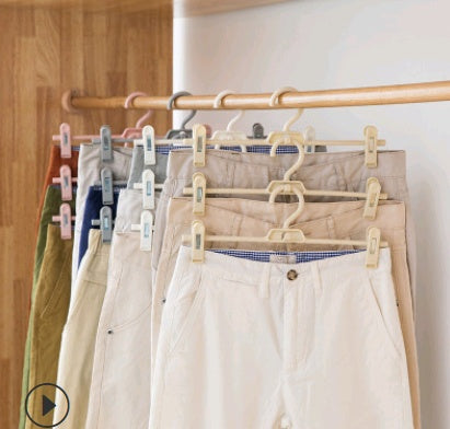 Hanger hanger indoor and outdoor plastic non-slip pants rack pants clip multi-function retractable superimposed pants rack drying rack The Unalia Brand