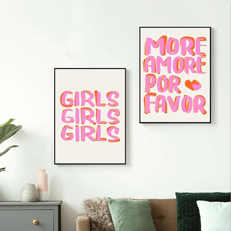 All Pink Girly Wall Painting