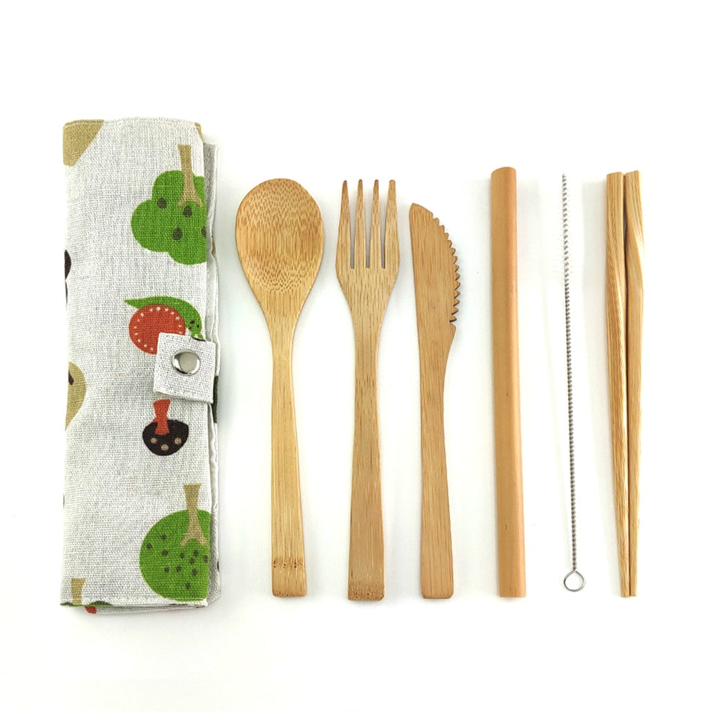 Bamboo Cutlery Set + Bag The Unalia Brand