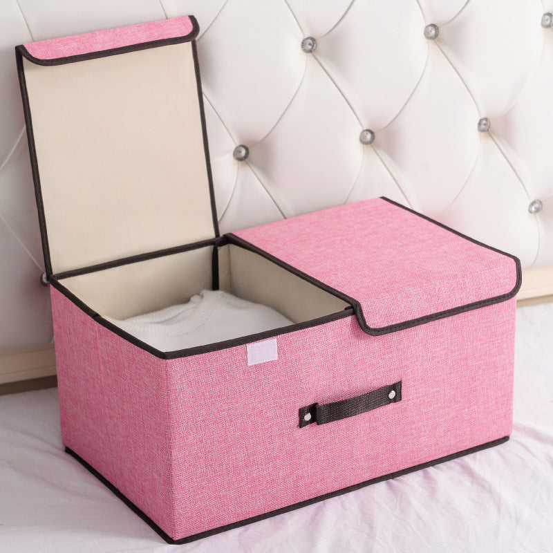 Cotton And Linen Fabric Double Lid Storage Box Foldable The Unalia Brand