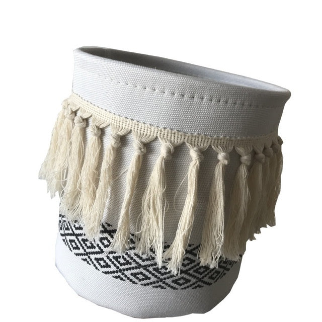 Tassel canvas storage bucket The Unalia Brand