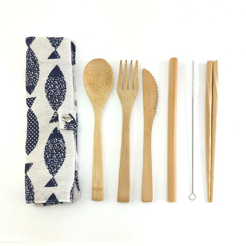 Bamboo Cutlery Set + Bag The Unalia Brand