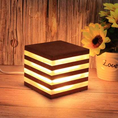 Walnut Cube Decoration Lamp The Unalia Brand