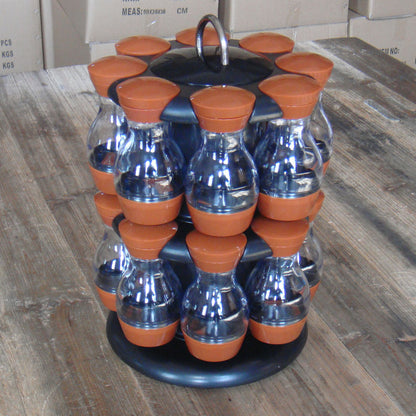 Double-Layer Rotating Spice Rack + Bottles