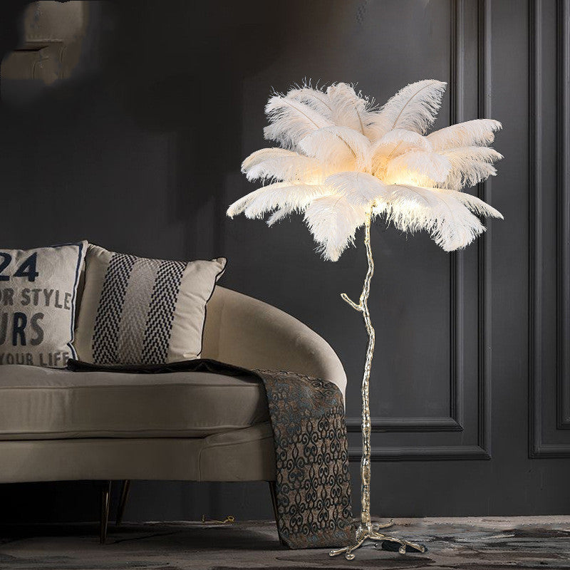 Bedroom Bedside Feather Lamp Copper Lamp Floor Lamp The Unalia Brand