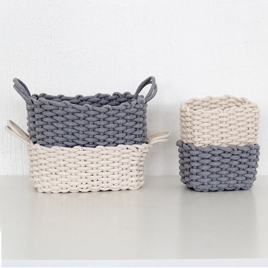 Nordic Wind Hand-woven Thick Cotton Rope Storage Box Simple Storage Basket The Unalia Brand