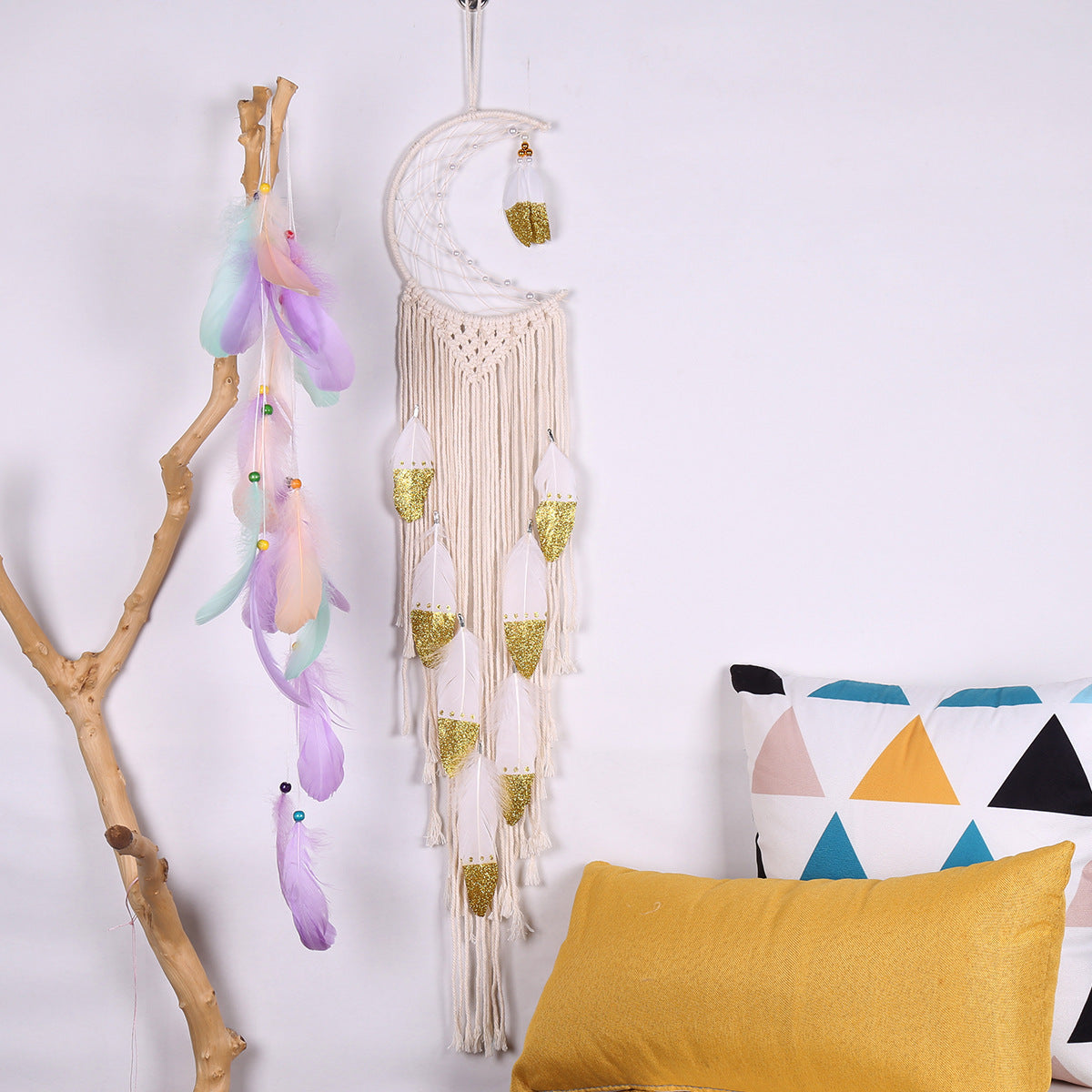 Handwoven Crescent Dream Catcher The Unalia Brand