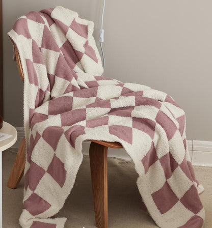 Checkerboard Lamb Fleece Casual Sofa Blanket The Unalia Brand