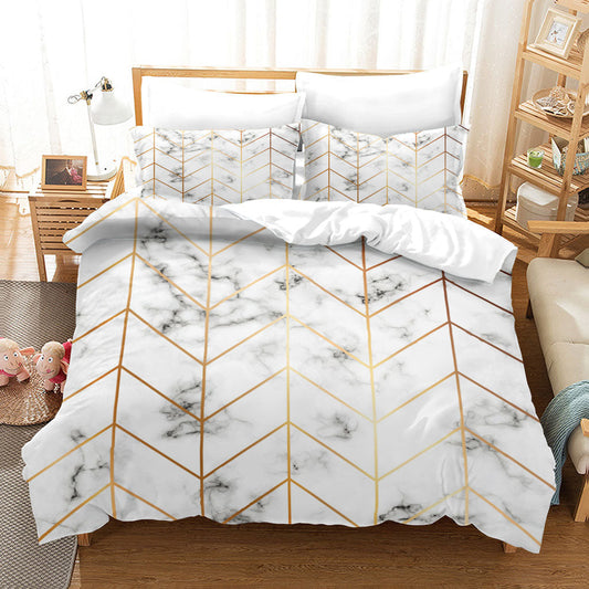 Gold Geometric White Marble Bedding Set The Unalia Brand