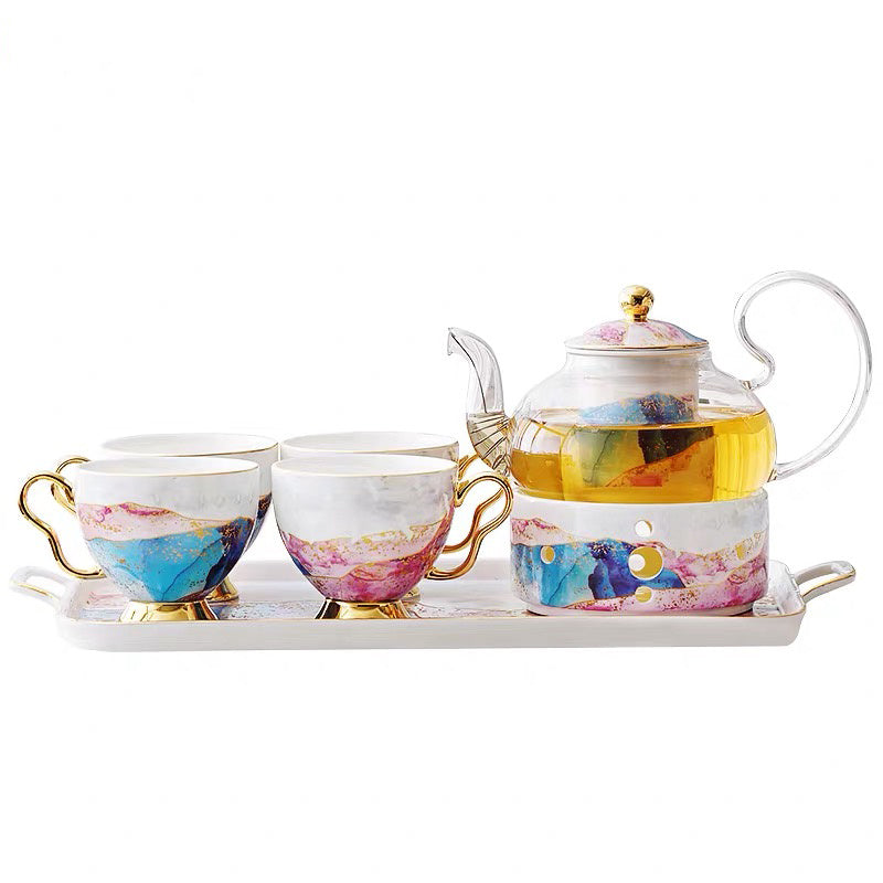 English Ceramic Glass Flower Tea Cup Set The Unalia Brand