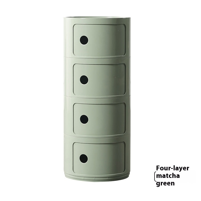 Round Bedside Table Modern Plastic Storage Cabinet Multi-layer Small Side Cabinet Living Room Locker The Unalia Brand