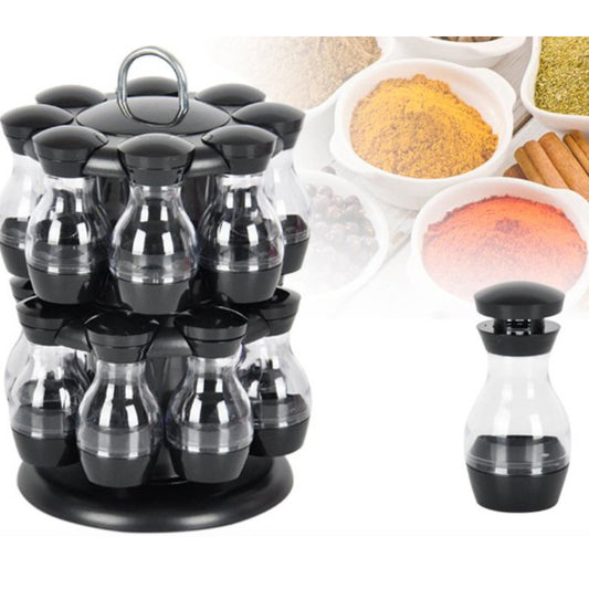 Double-Layer Rotating Spice Rack + Bottles