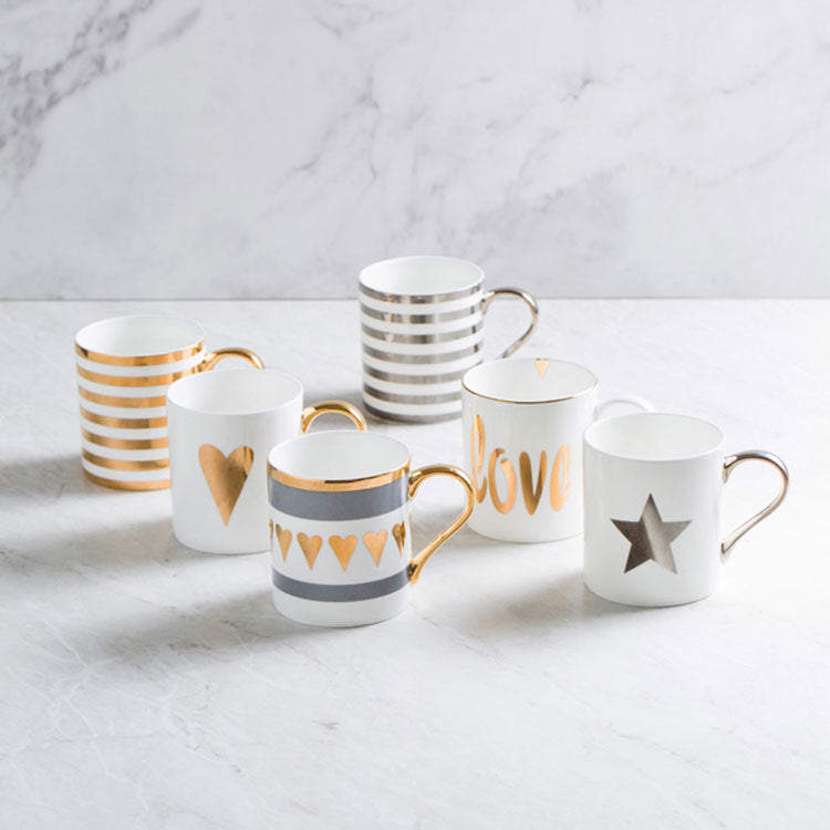 Assorted Gold Painted Mugs The Unalia Brand