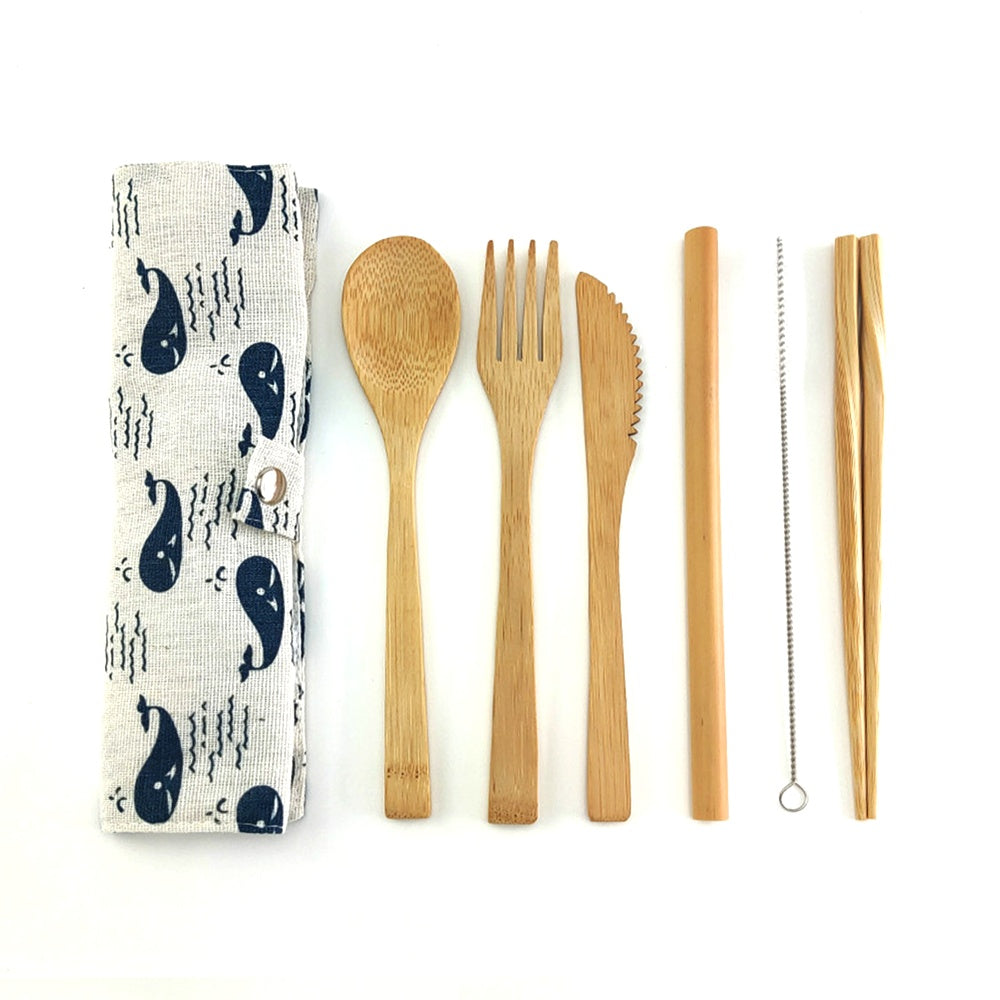 Bamboo Cutlery Set + Bag The Unalia Brand