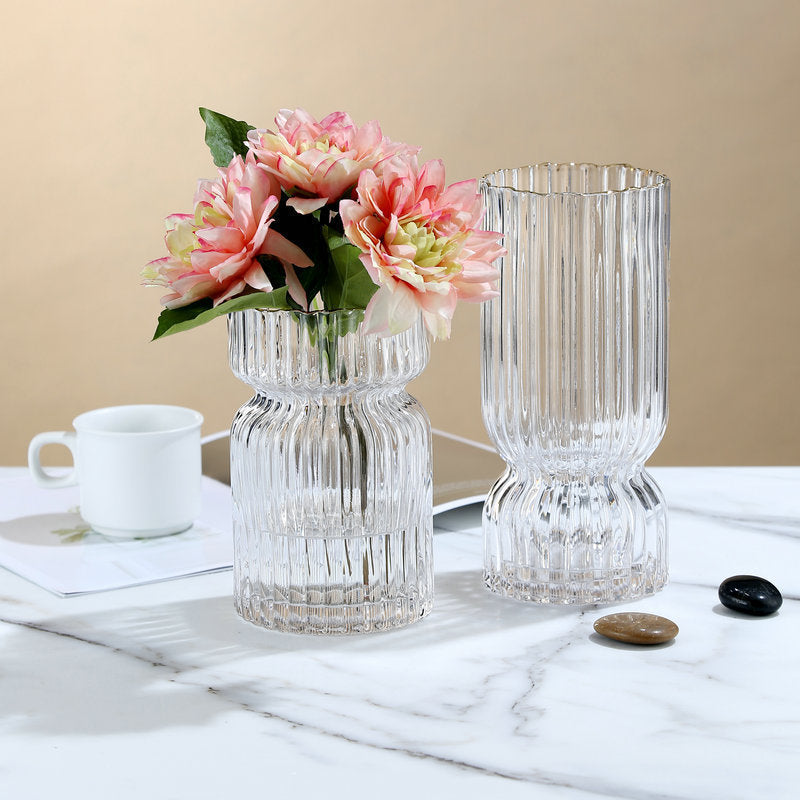 Assorted Ribbed Glass Vases The Unalia Brand