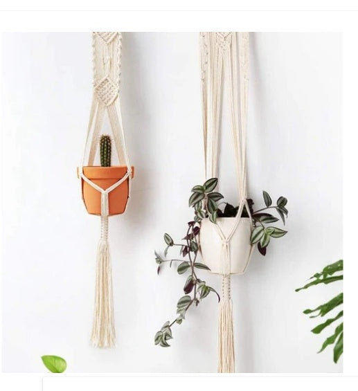 4 Piece Macrame Plant Hangers + Shelf The Unalia Brand