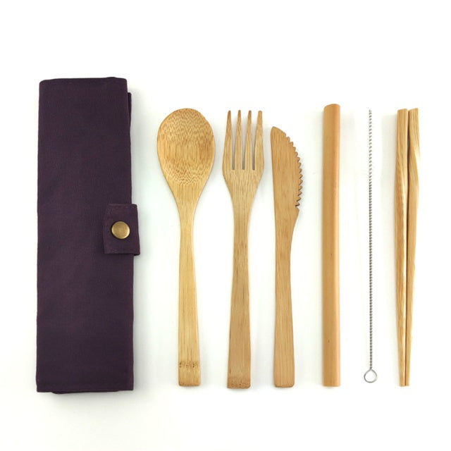 Bamboo Cutlery Set + Bag The Unalia Brand