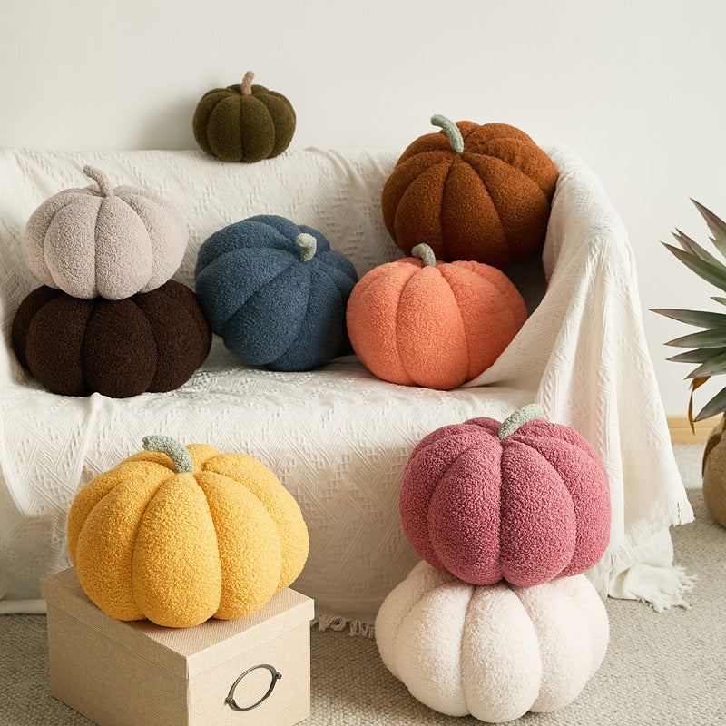 Nordic Pumpkin Round Pillow Plush Pillow Knitted Yarn The Unalia Brand