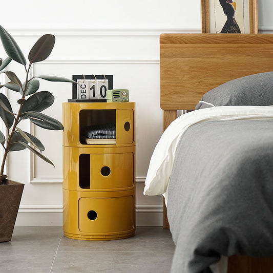 Round Bedside Table Modern Plastic Storage Cabinet Multi-layer Small Side Cabinet Living Room Locker The Unalia Brand